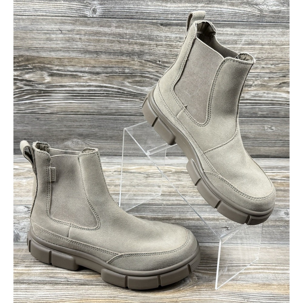 SOREL Women's Beige Explorer STRT Chelsea Boot Size 7.5 Chunky Lug Sole Utility